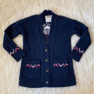 COPY - Abercrombie Navy Fair Isle V-Neck Cardigan•Size 5/6